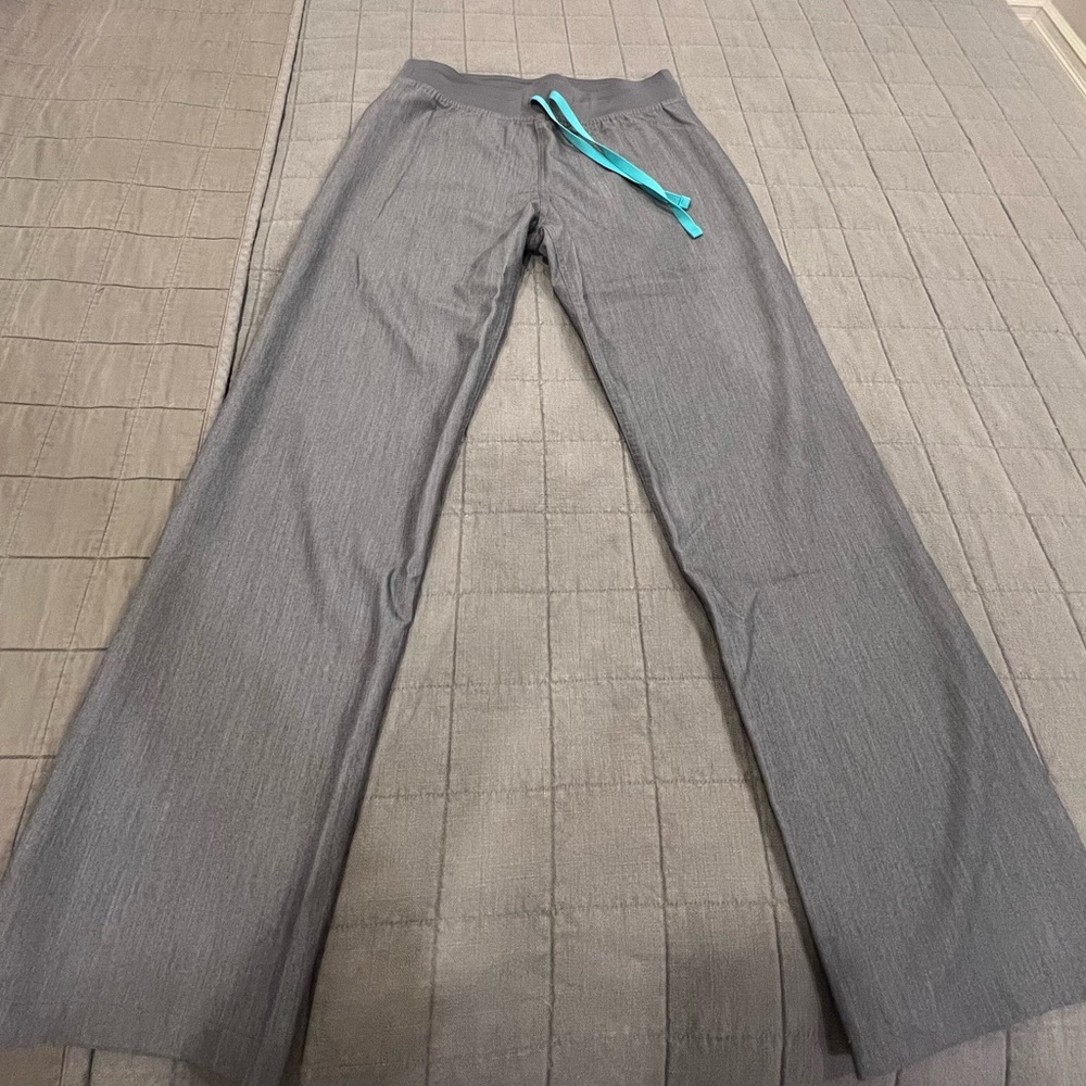 Figs Gray Joggers with Teal Drawstring